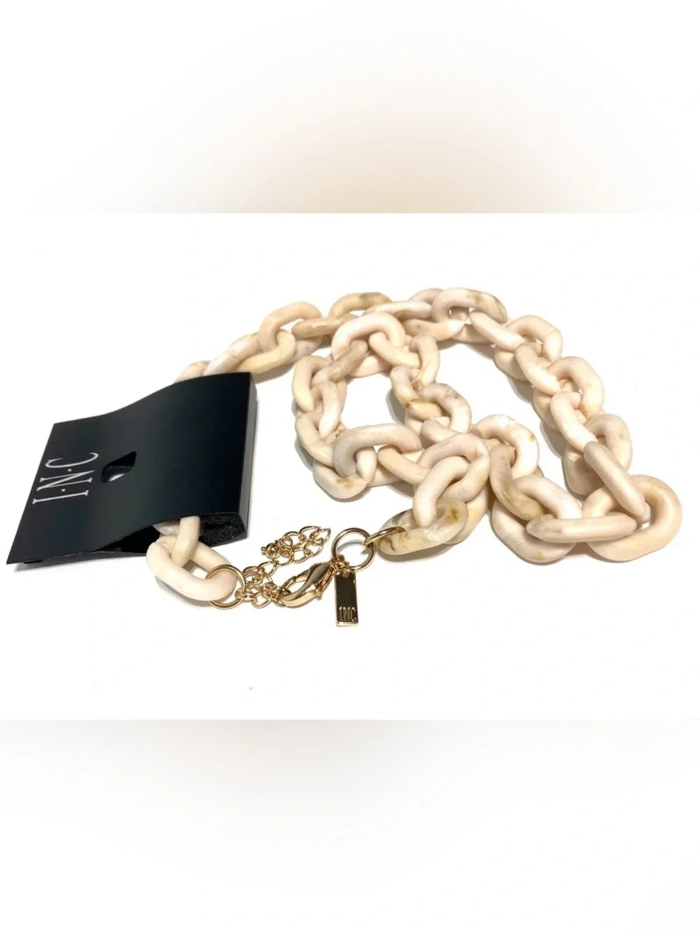 NWT INC Gold-Tone Large Color Link Statement Necklace, 23 + 3 Extender